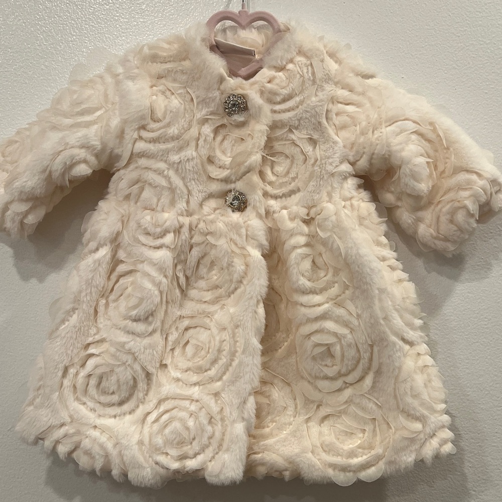 Blueberi Boulevard Cream Pea Coat for Kids